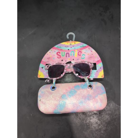 Kids Glitter Sunglasses, UV400 Protection, Flowers Girls,‎ Matching Hard Case - Picture 1 of 6